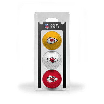 Kansas City Chiefs Regulation Size Golf Balls 3 Pk Durable Color Logo