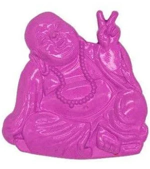 Peace Sign 30038 Happy Hotai Sitting Buddha Pin 3.3" H Hot Pink Resin