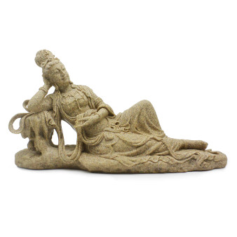 Kwan Yin 41751 Reclining Figurine Sandstone Resin 11" L
