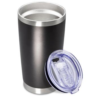 Black 20 oz Coffee Travel Tumbler with Lid Double Wall Stainless Steel Insulated Mug Powder Coated Blank