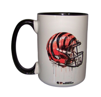 Cincinnati Bengals NFL Football Helmet Graffiti Drip Coffee Tea Cup Mug Ceramic 15 oz
