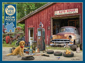 Auto Repair 45083 Golden Retriever 500 pc Jigsaw Puzzle Cobble Hill 26.6 x 19.2"