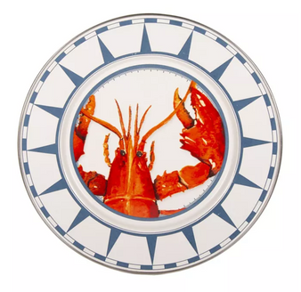 Red Lobster 10.5" Dinner Plate Golden Rabbit Porcelain Enamel Stainless Steel