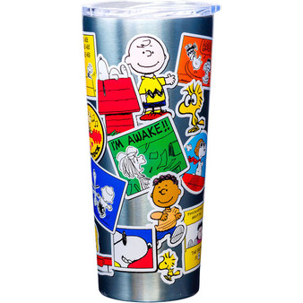 Peanuts Gang 18782 Sticker Art Stainless Steel Travel Tumbler Mug 22 oz Spoontiques
