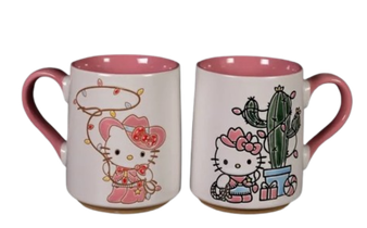 Cowgirl Hello Kitty Pink Holiday 17 oz Mug Set of 2 Blue Sky Sanrio
