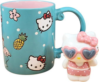 HELLO KITTY Summer POLKA DOT 16OZ MUG AND FIGURINE GIFT SET