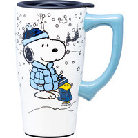 Snoopy Woodstock Puffer Jacket Coat Travel Mug Peanuts