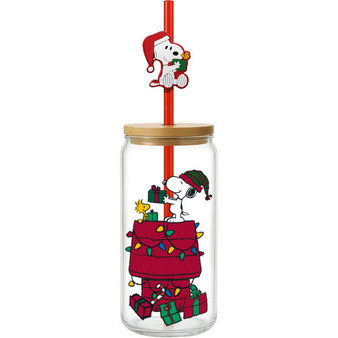 Peanuts Christmas GLS W/STRAW