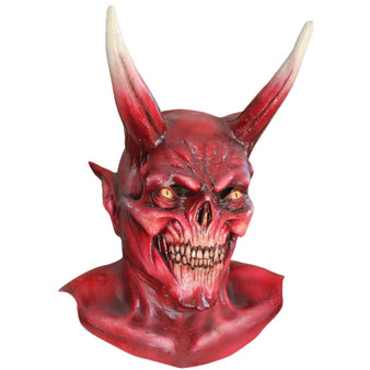 Red Devil 26342 Two Giant Horns Full Head Cosplay Costume Latex Mask Adult One Size