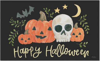 Skull Pumpkin Spooky Season 29 x 17 Halloween Entryway Rug Floor Mat USA Rubber Backing by Highland Home