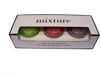 Spring French Macaron 10500 Glass Candle Holder Jar 3 Pc Gift Set by Mixture