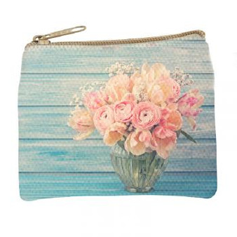 Roses Bouquet 557112 Cotton Canvas Coin Purse 3.5 x 4"