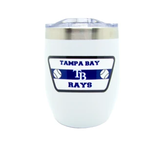 Tampa Bay Rays MLB Stainless Steel Stemless Wine Glass Tumbler 16 oz White