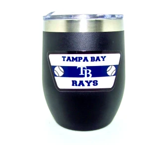 Tampa Bay Rays MLB Stainless Steel Stemless Wine Glass Tumbler 16 oz Black
