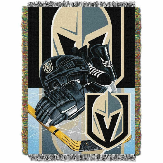 Vegas Golden Knights NHL Hockey Uniform Helmet Skates Throw Blanket 48 X 60 USA