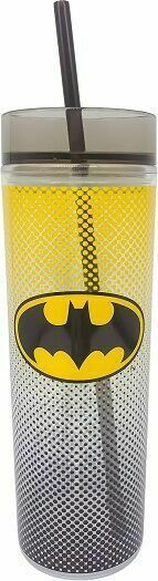 Batman Logo 22101 Tall Tumbler Cold Beverage Cup w/ Straw 16 oz Acrylic