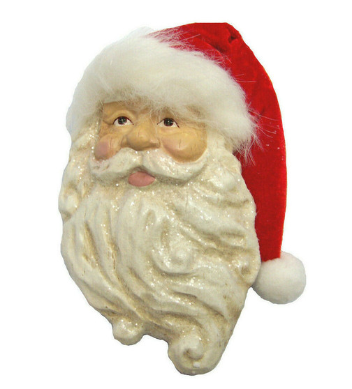 Santa Face 131067 Head Bust Ornament w/ Long Stocking Hat 6" H Santa Face 131067 Head Bust Ornament w/ Long Stocking Hat 6" H