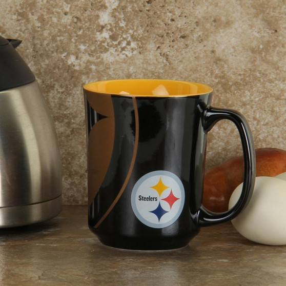 Pittsburgh Steelers NFL Reflective Metallic Coffee Tea Cup Mug Ceramic 11 oz