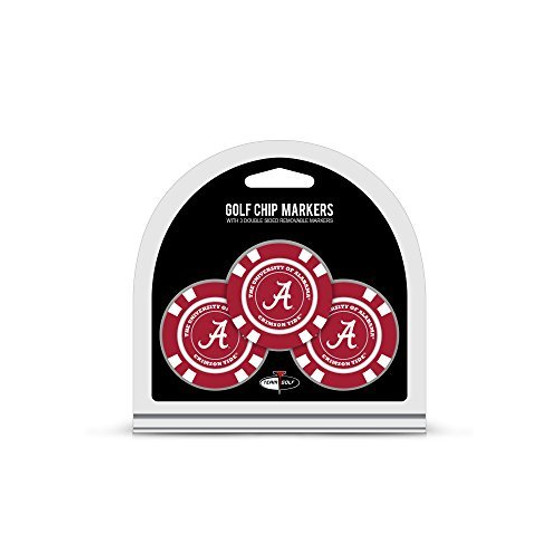 Team Golf NCAA Alabama Crimson Tide Golf Chip Ball Markers (3 Count), Poker Chip