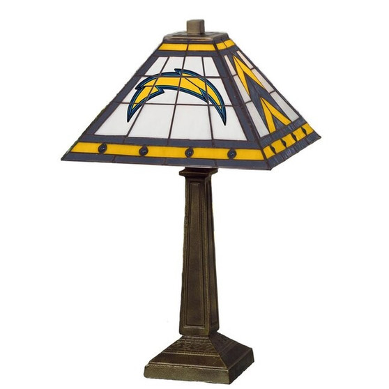 Los Angeles Chargers 290 Stained Glass Tiffany Mission Style Table Lamp 23" H