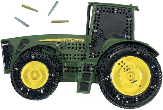 John Deere Tractor Cribbage Game Board with Pegs Green Resin 10.25" L