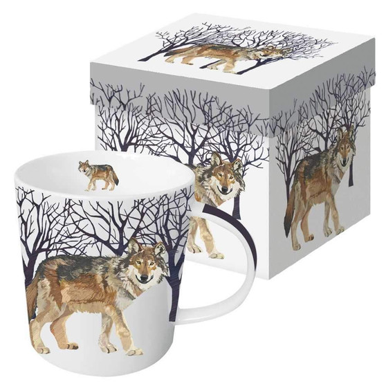 Wilderness Wolf 13.5 oz Bone China Coffee Mug Tea Cup Gift Boxed