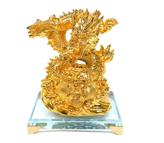 Gold Dragon 173 Statue Clear Stand 6" L