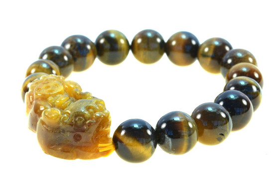 PI YAO Tiger Eye Beaded Stretch Bracelet (12mm)