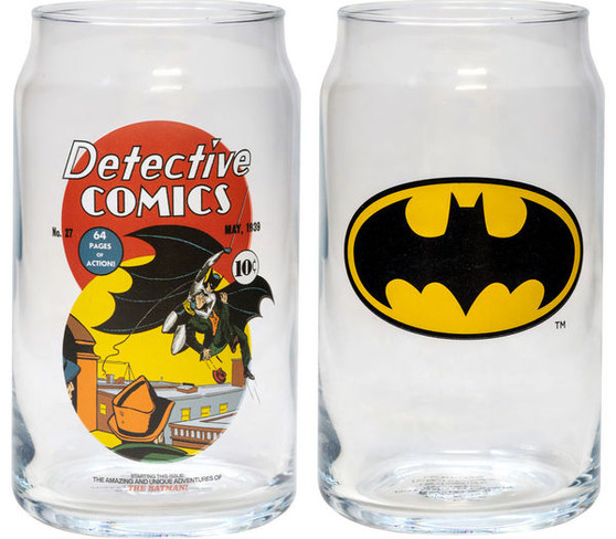 Vintage Comic Batman 22304 Logo Beer Can Pint Glass Cup 16 oz Set of 2