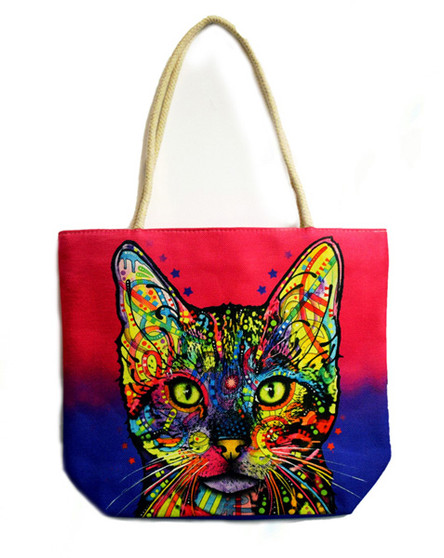 Shiva Cat by Dean Russo 2953 Shopping Tote Bag 17 x 15 inches Rope Handles