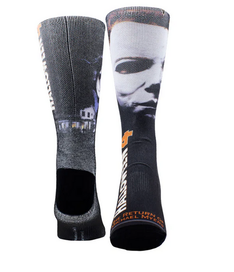 Halloween Michael Myers  Decorated Novelty Crew Socks by Perri MEN 7-12 WOMEN 6-9.5
