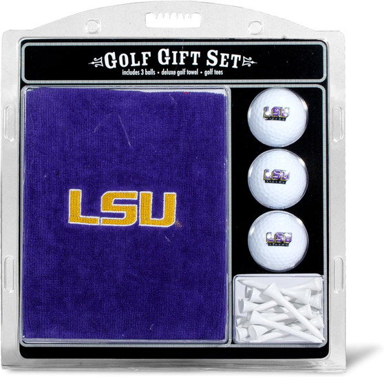 Louisiana State LSU Tigers NCAA Regulation Size Golf Balls Tees Embroidered Towel Set