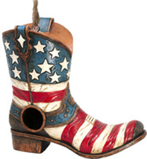 Americana Cowboy Boot 10230 Weather Resistant Indoor Outdoor Birdhouse 9.25" W