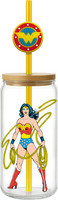 Wonder Woman 22511 Lidded Beer Can Pint Glass Cup 16 oz Straw Charm