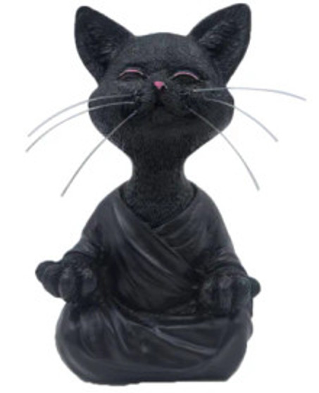Happy Cat Buddha 80128 Meditating Figurine Black 5" H Resin