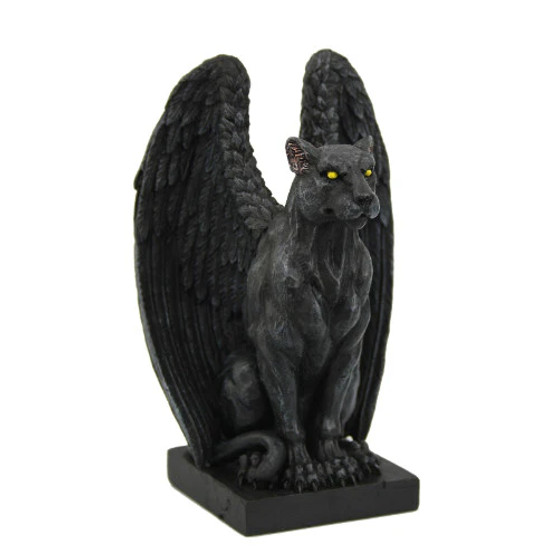 Jaguar Panther Black Cat Gargoyle Figurine Cold Cast Resin 6" H