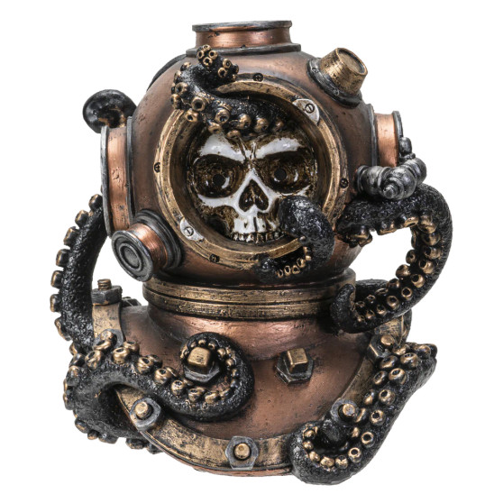 Diver Kraken Skull 14335 Backflow Incense Burner 6" H Cold Cast Bronze Resin