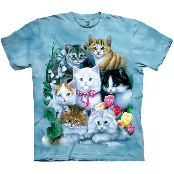 Kittens Teal Unisex Adult T-Shirt by The Mountain 100% Cotton