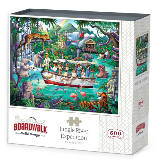 Jungle River Expedition 500 Piece Jigsaw Puzzle 19 x 26" Dowdle Boardwalk