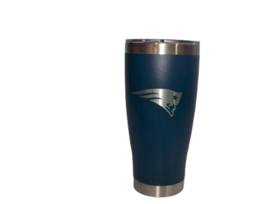 New England Patriots NFL 20 oz Etched Logo Stainless Steel Hot Cold Tumbler Blue