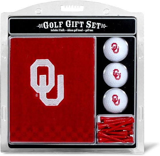 Oklahoma Sooners NCAA Regulation Size Golf Balls Tees Embroidered Towel Set