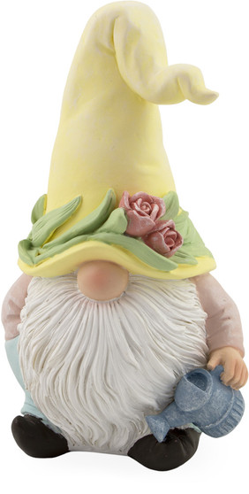 Dinky Garden Gnome 22071 Watering Can Figurine 5.5" H Resin Yellow Hat