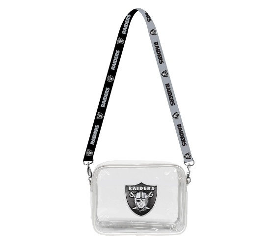 Raiders Las Vegas Oakland NFL 3D Beveled Logo Clear Lanyard Strap Purse Bag