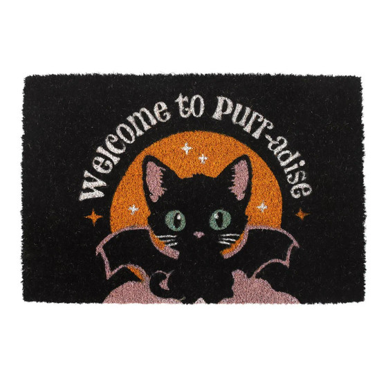 Winged Cat 21426 Welcome to Purr-adise 15.75 x 23" Coir Door Mat Rug