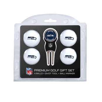 Seattle Seahawks NFL (4) Regulation Size Golf Balls Divot Tool w/ Marker