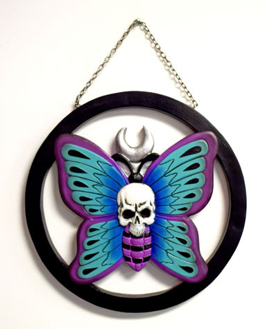 Death Moth 3380 Skull Butterfly  Wall Hanging 8" D Cold Cast Resin