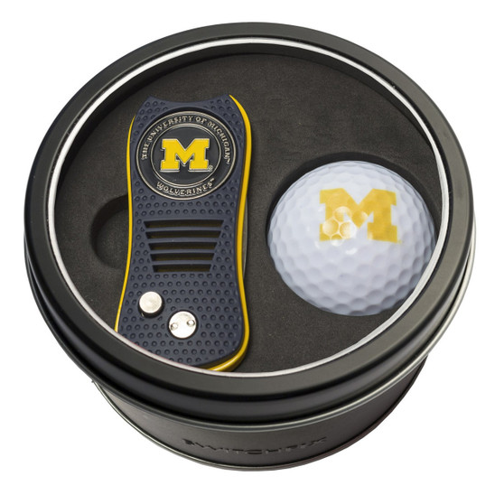 Michigan Wolverines NCAA Switchfix Divot Tool w/ Marker Logo Golf Ball Gift Tin