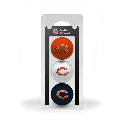 Chicago Bears Regulation Size Golf Balls 3 Pk Durable Color Logo