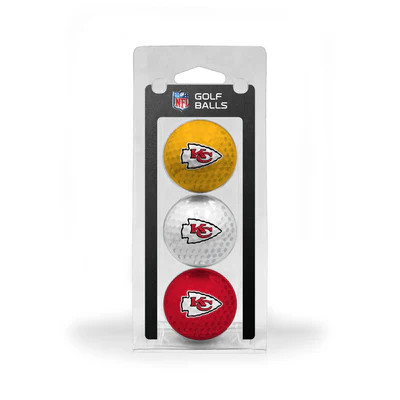 Kansas City Chiefs Regulation Size Golf Balls 3 Pk Durable Color Logo