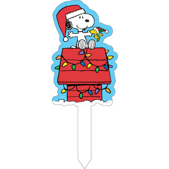 Snoopy Woodstock 18867 Christmas Doghouse Yard Sign 12.5 x 19"